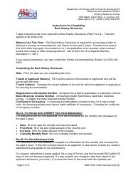 Document preview: Instructions for RAD Form 4 Rent History Disclosure - Washington, D.C.