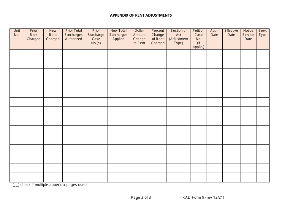 RAD Form 9 Certificate of Adjustment in Rent Charged - Washington, D.C., Page 3