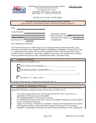 RAD Form 5 Notice of Access to Records - Washington, D.C.