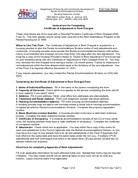 Instructions for RAD Form 9 Certificate of Adjustment in Rent Charged - Washington, D.C.