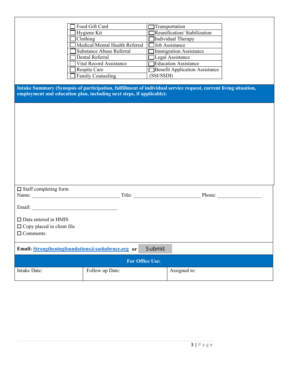 Youth Hope Triage Form - Washington, D.C., Page 3