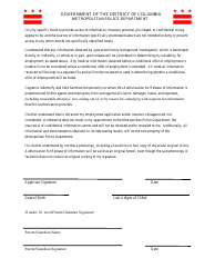 Authorization for Release of Information and Statement of Consent - Washington, D.C., Page 2