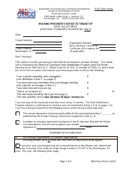 RAD Form 8 Housing Provider&#039;s Notice to Tenant of Rent Adjustment - Washington, D.C.