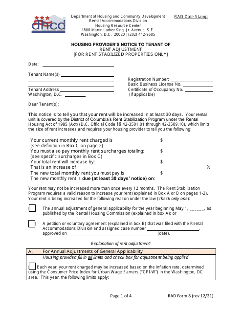 RAD Form 8  Printable Pdf