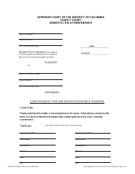 Document preview: Joint Request for Uncontested Divorce Hearing - Washington, D.C.