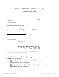 Document preview: Complaint for Absolute Divorce - Washington, D.C.