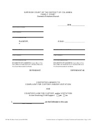 Document preview: Contested Answer to Complaint for Custody/Visitation and Counterclaim - Washington, D.C.