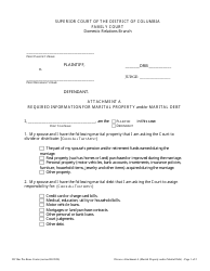 Document preview: Attachment A Marital Property and/or Marital Debt - Washington, D.C.