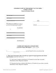 Document preview: Complaint for Legal Separation - Washington, D.C.
