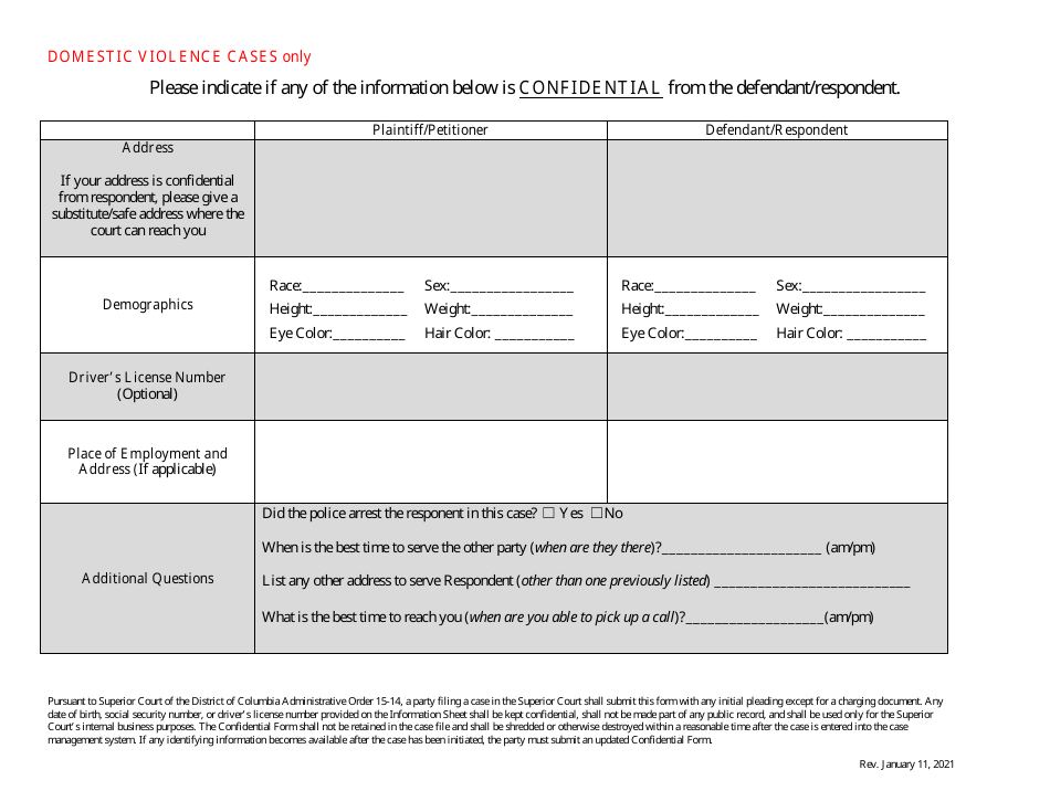 Complaint for Legal Separation - Washington, D.C., Page 9