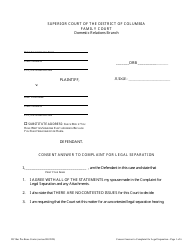 Document preview: Consent Answer to Complaint for Legal Separation - Washington, D.C.