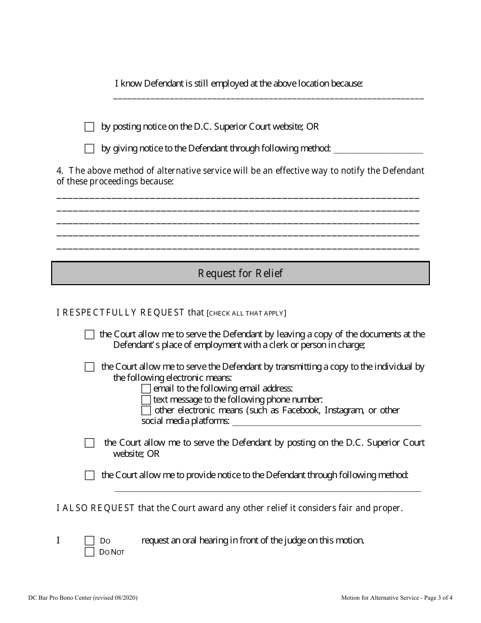 Motion for Alternative Service - Washington, D.C., Page 3