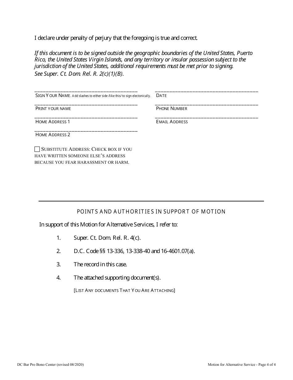 Motion for Alternative Service - Washington, D.C., Page 4