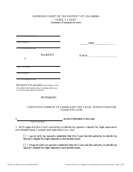 Document preview: Contested Answer to Complaint for Legal Separation and Counterclaim - Washington, D.C.