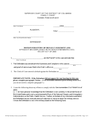 Document preview: Motion for Entry of Default Judgment and Affidavit in Compliance With Servicemembers Civil Relief Act of 2003 - Washington, D.C.