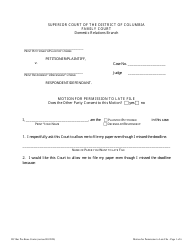 Document preview: Motion for Permission to Late File - Columbia, Washington, D.C.