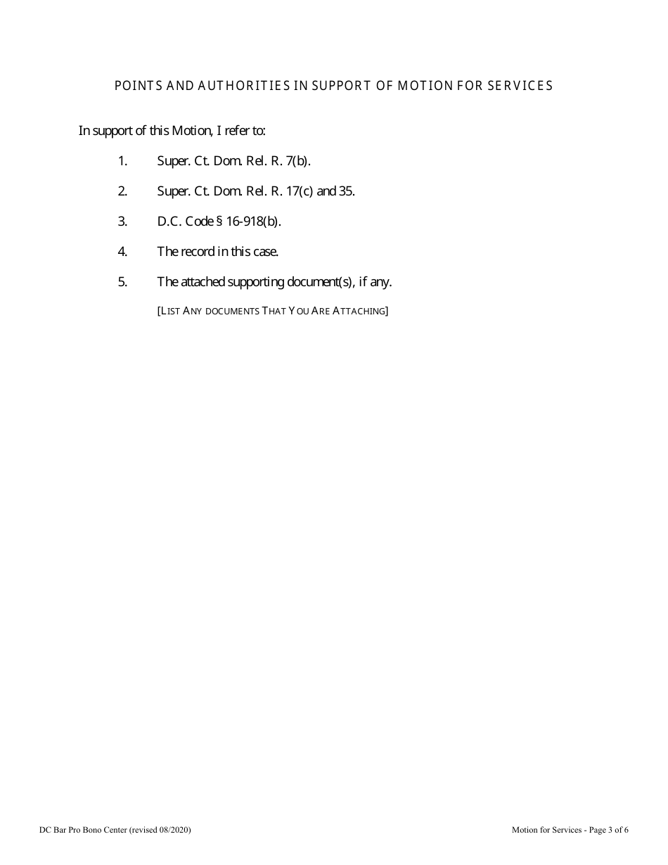 Motion for Services - Washington, D.C., Page 3