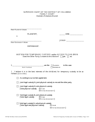 Document preview: Motion for Temporary Custody and/or Access to Children - Washington, D.C.