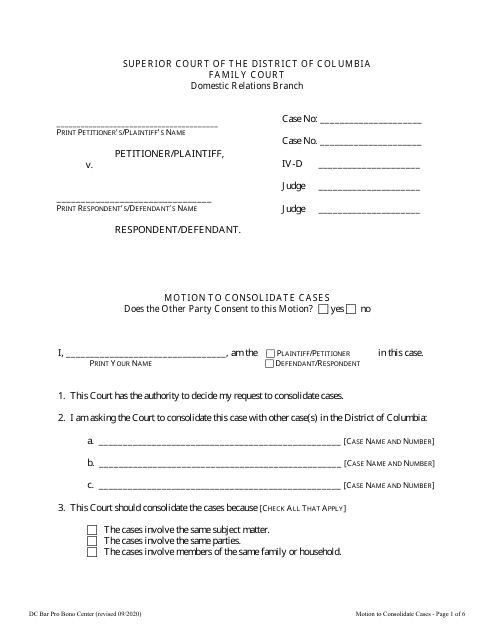 Motion to Consolidate Cases - Washington, D.C. Download Pdf