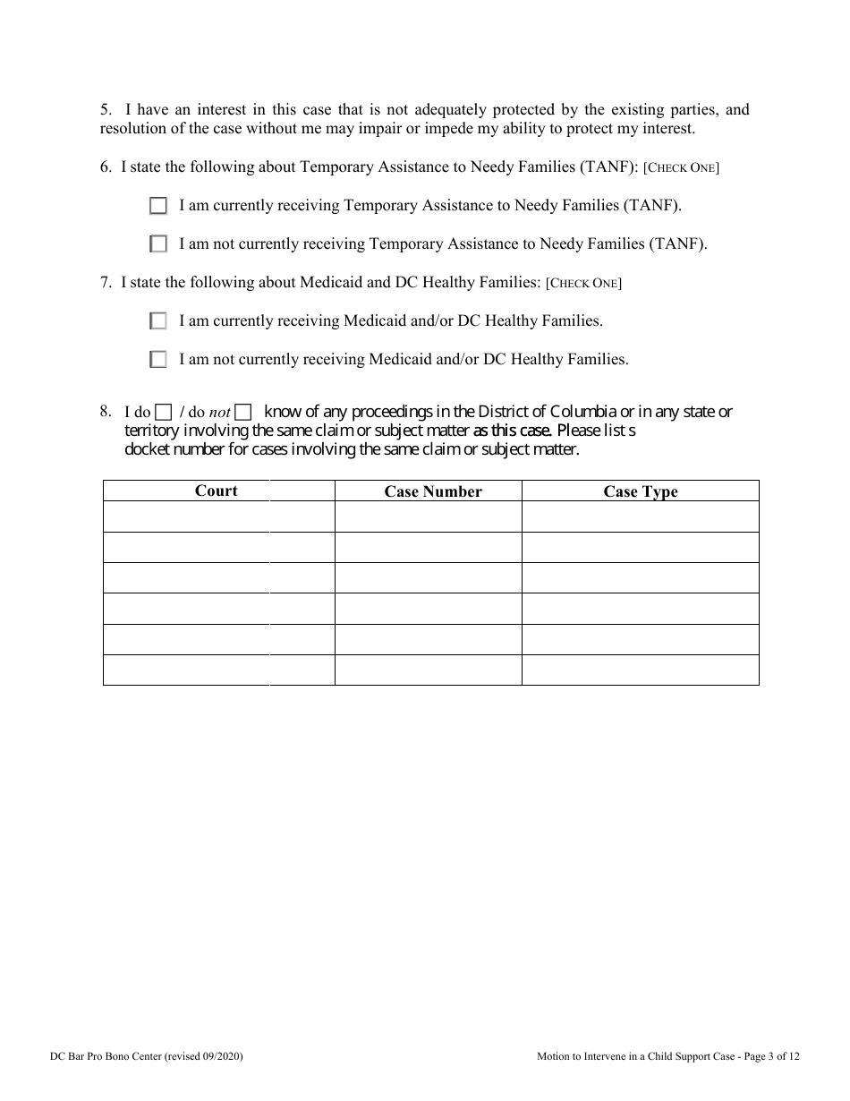 Motion to Intervene in a Child Support Case - Washington, D.C., Page 3