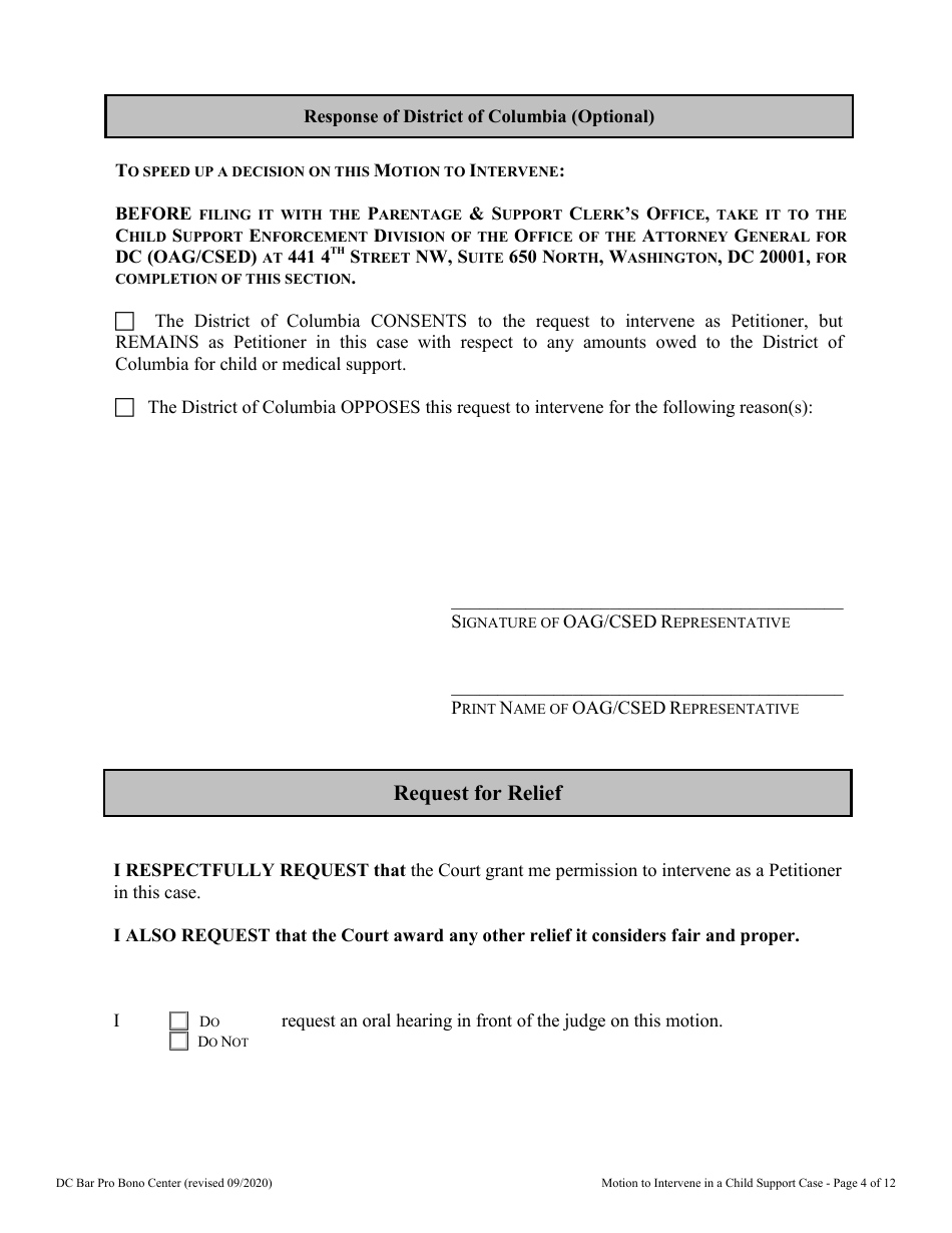 Motion to Intervene in a Child Support Case - Washington, D.C., Page 4