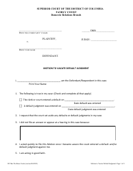 Document preview: Motion to Vacate Default Judgment - Washington, D.C.