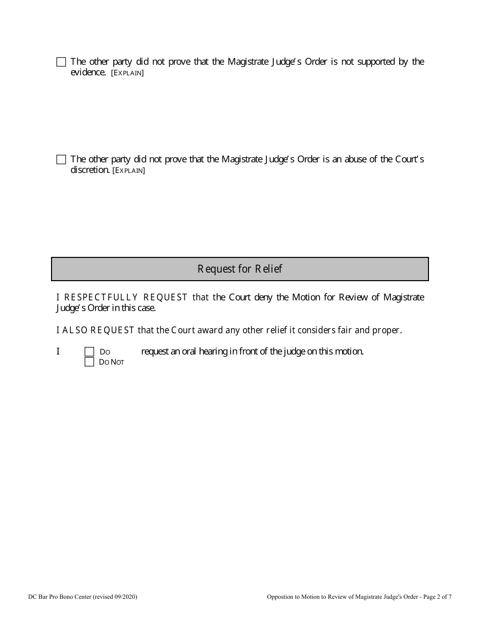 Opposition to Motion for Review of Magistrate Judges Order - Washington, D.C., Page 2