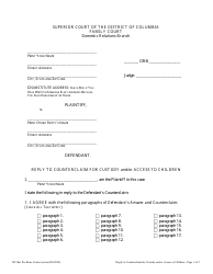 Document preview: Reply to Counterclaim for Custody and/or Access to Children - Washington, D.C.