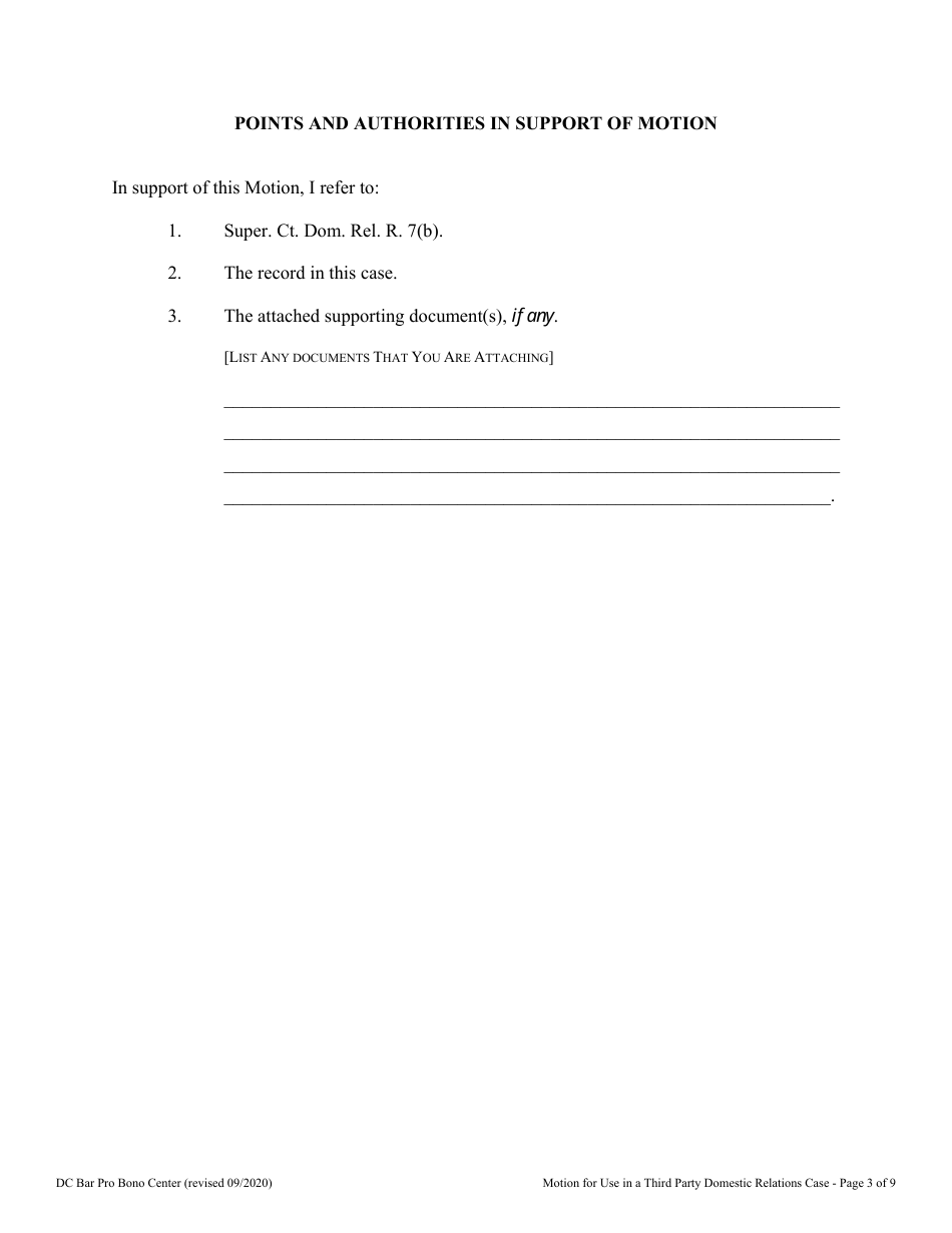 Motion to Intervene in a Custody Case as a Third Party Custodiancu - Washington, D.C., Page 3