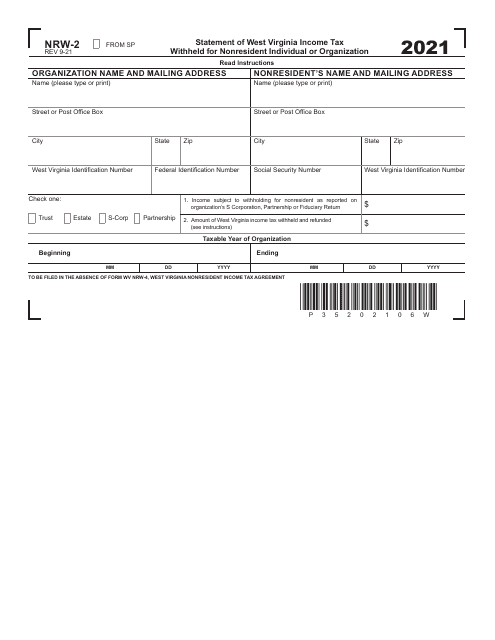 Form NRW-2 2021 Printable Pdf