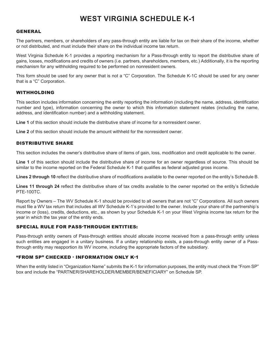 Schedule K-1 Schedule of Wv Partner / Shareholder / Member / Beneficiary Income, Loss, Modification, Credits, and Withholding - West Virginia, Page 3