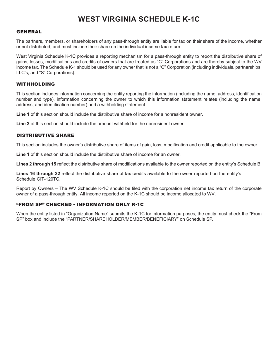 Supplement K1-C Schedule of Wv Partner / Shareholder / Member / Beneficiary Information for Corporations Subject to Corporate Income Tax - West Virginia, Page 3