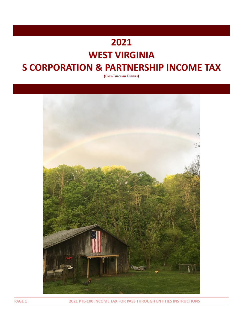 Instructions for Form PTE-100 West Virginia Income Tax Return S Corporation  Partnership (Pass-Through Entity) - West Virginia, Page 1