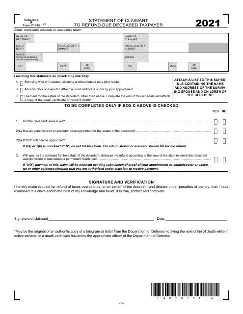 Form IT-140 Schedule F 2021 Printable Pdf
