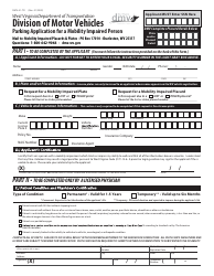 Document preview: Form DMV-41-TR Parking Application for a Mobility Impaired Person - West Virginia