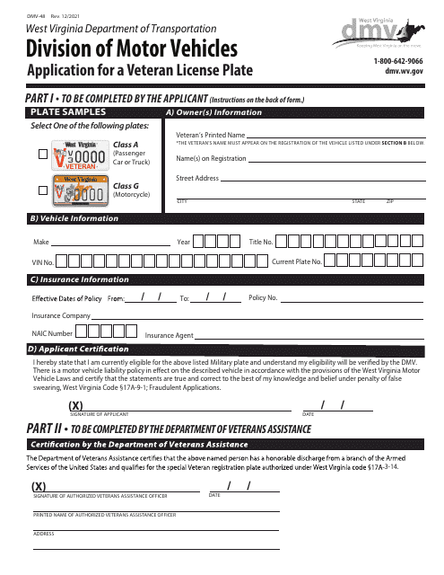 Form DMV-48  Printable Pdf