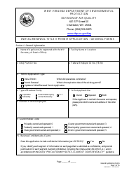Document preview: Initial/Renewal Title V Permit Application - General Forms - West Virginia