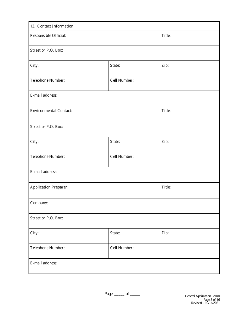 Initial / Renewal Title V Permit Application - General Forms - West Virginia, Page 3
