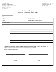 Form DOA-2481 Notice of Equipment Acceptance - Master Lease Program - Wisconsin