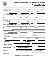 Document preview: Consumer Complaint Form - Product Safety - Wisconsin