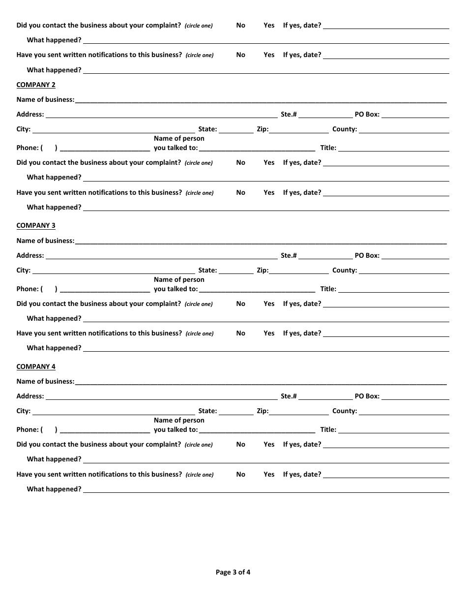 Form 601 Consumer Complaint - Id Theft  Privacy Protection - Wisconsin, Page 3