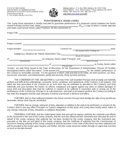 Form DOA-4188  Printable Pdf