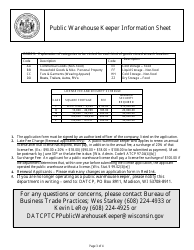 Form TR-PS-16 Public Warehouse Keeper License Application - Wisconsin, Page 3