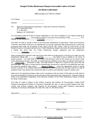 Document preview: Form TR-PS-25 Sample Public Warehouse Keeper Irrevocable Letter of Credit - Wisconsin