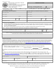 Document preview: Form ARM-ACM-452 Fertilizer & Soil or Plant Additive Export Certificate of Free Sale Application - Wisconsin