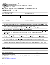 Document preview: Form AH-RE-200 Application Form - Electronic Identification Tag Reader Program for Markets - Wisconsin