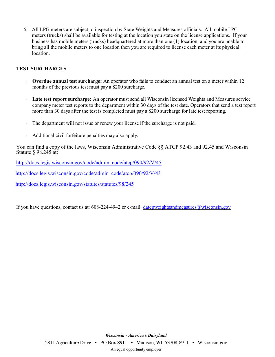 Form TR-WM-79B Liquefied Petroleum Gas (Lpg) Meter Operator License Application - Wisconsin, Page 2