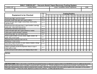 Daily Checklist - Vacuum-Assist Vapor-Recovery Fueling System - Wisconsin