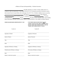 Document preview: Affidavit of Financial Responsibility - Pollution Insurance - Wisconsin