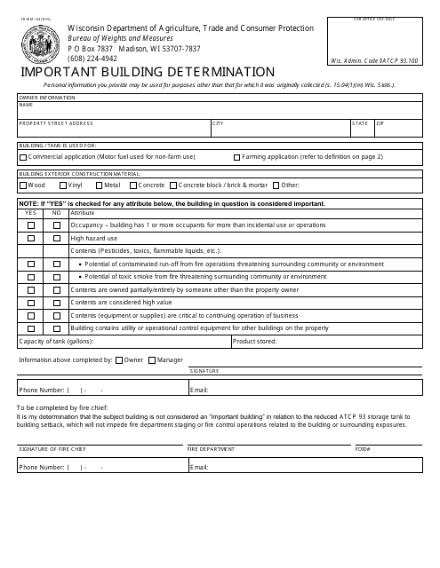 Form TR-WM-144 Important Building Determination - Wisconsin